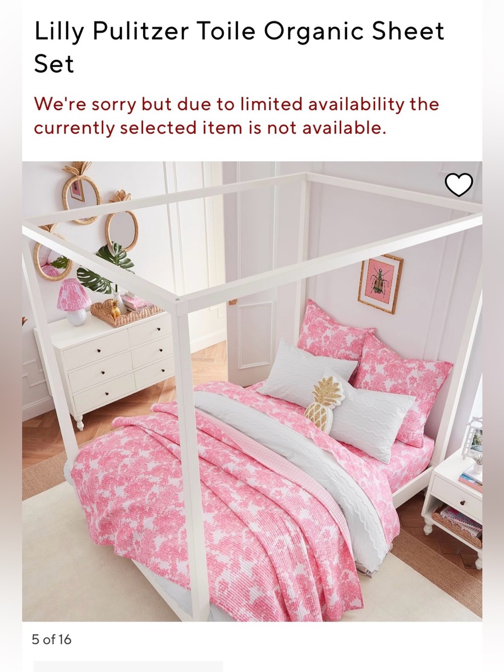 Lilly Pulitzer For Pottery Barn Toile Organic Queen Size Sheet Set